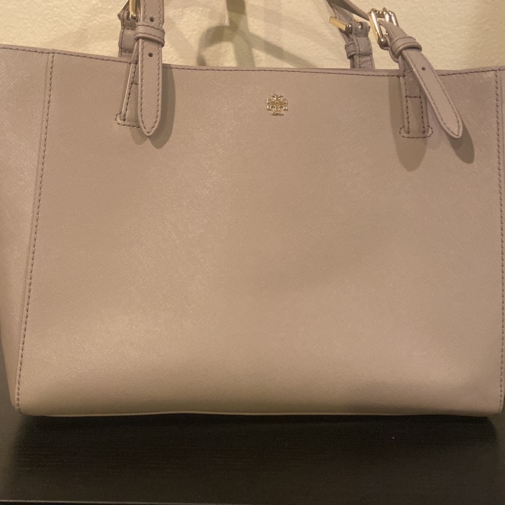 Tory Burch Light Taupe Saffiano Leather Tote